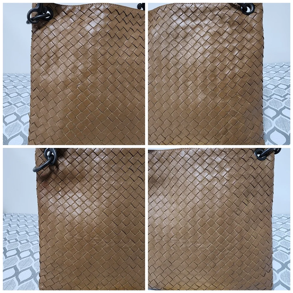 Bottega Veneta Intrecciato Messenger Bag Beige